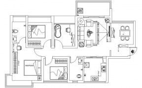 三居室戶型圖設計案例