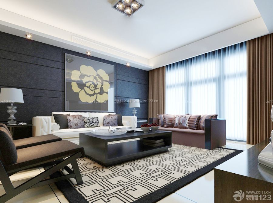 现代家装客厅沙发背景墙壁装饰效果图