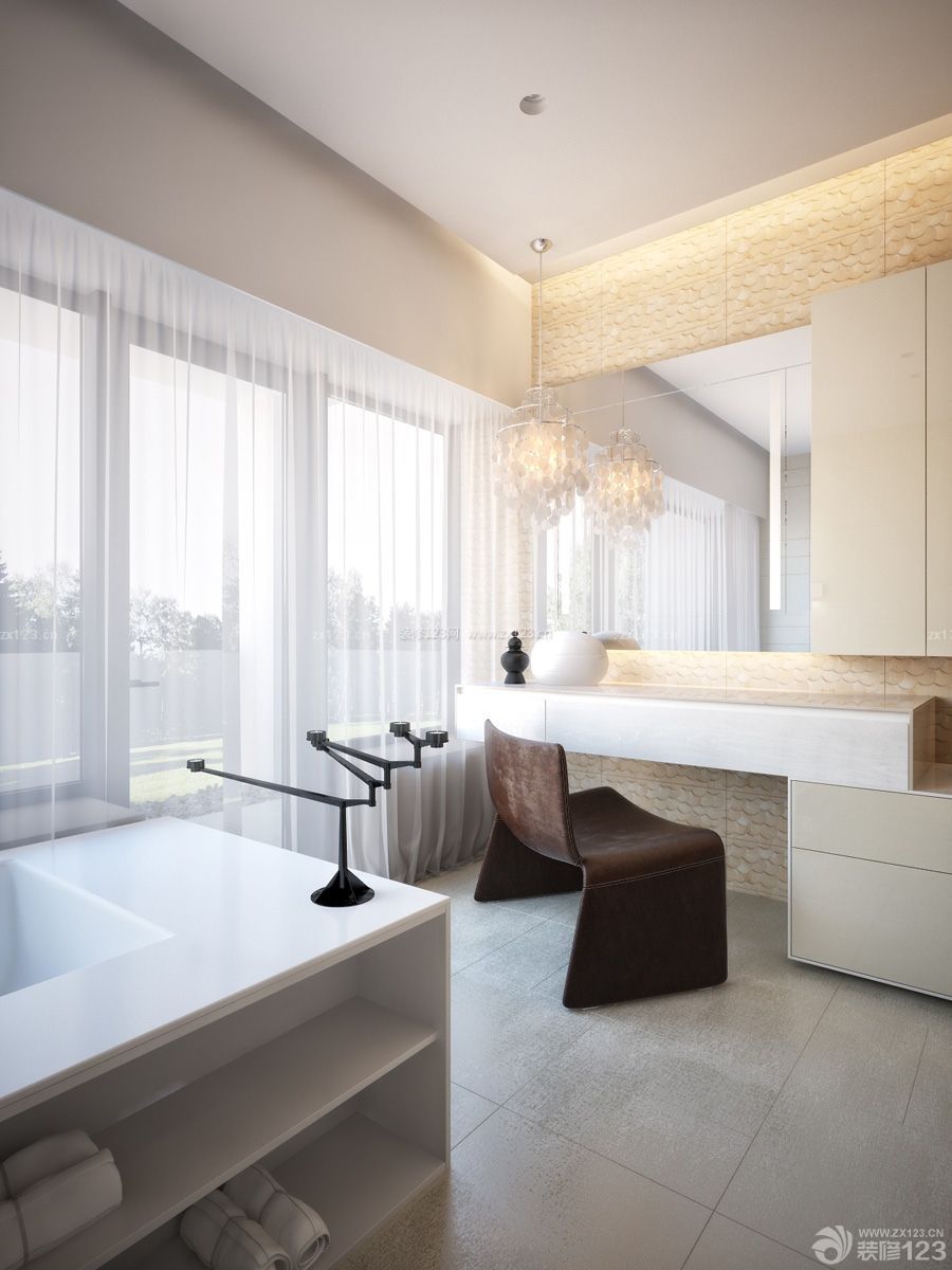 浴室现代简约风格窗帘装修设计