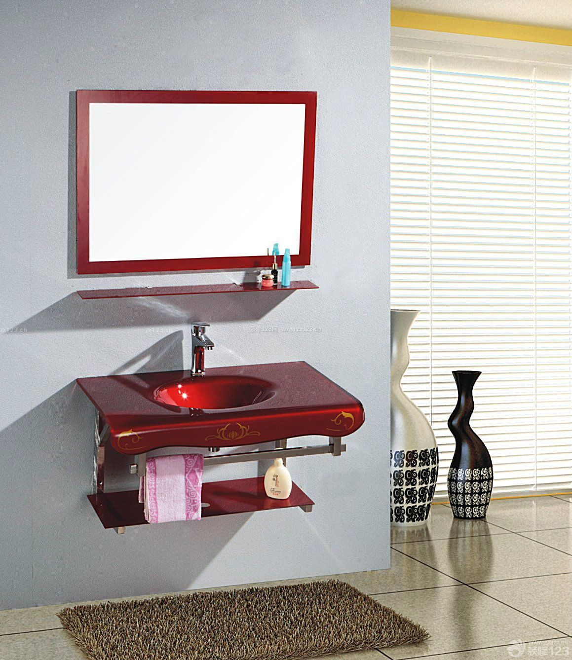 现代设计风格浴室洗手盆台面效果图