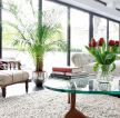 最新现代简约风格家装客厅玻璃塑胶茶几装修图