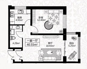 40平方整體一室一廳房子戶型圖