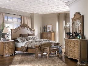 现代简欧风格卧室美式乡村床实景图欣赏