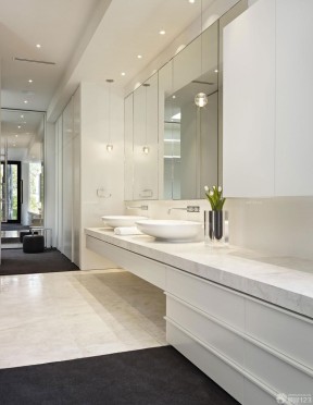家居浴室洗手盆白色瓷砖台面效果图