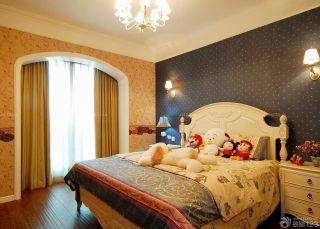 地中海风格儿童房纯色窗帘装修设计图片