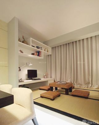 简装日式书房白色窗帘设计