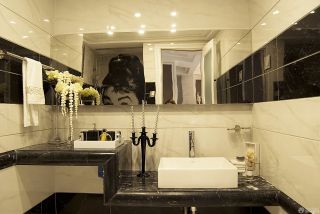 浴室洗手盆暗花瓷砖台面效果图
