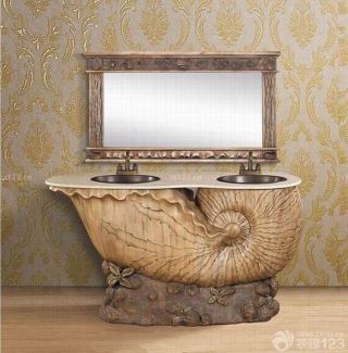 古典欧式风格洗手盆台面效果图