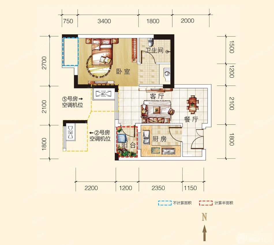 一房一廳50-80小戶型平面設(shè)計(jì)圖