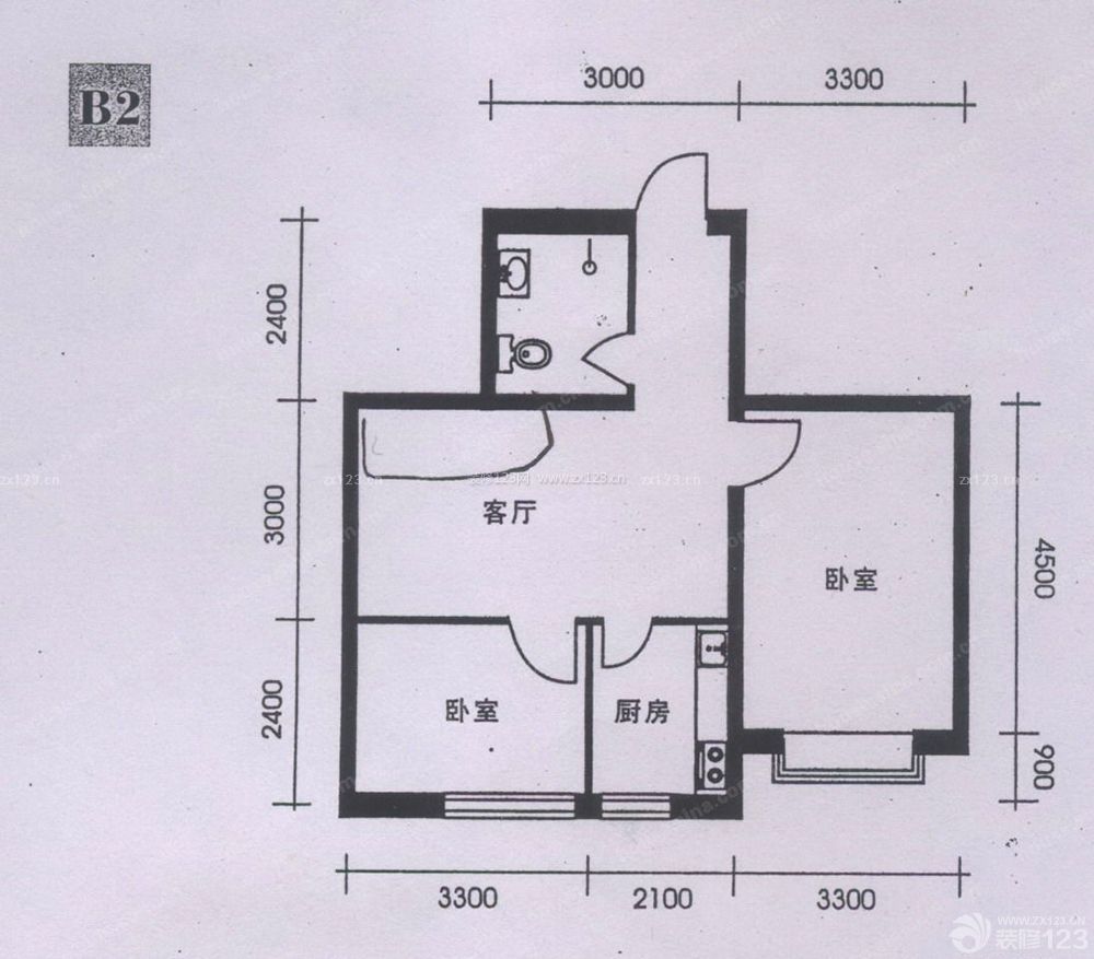 50-80兩室一廳一衛(wèi)小戶(hù)型圖大全