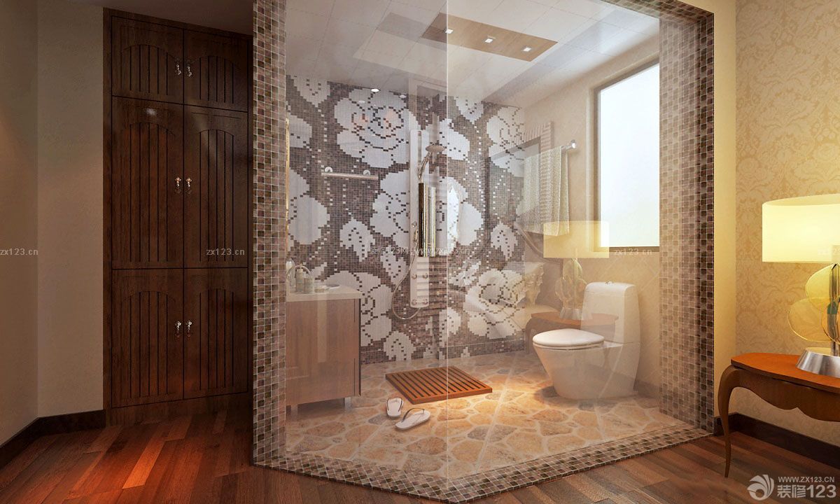 创意主卧室卫生间瓷砖壁画设计效果图
