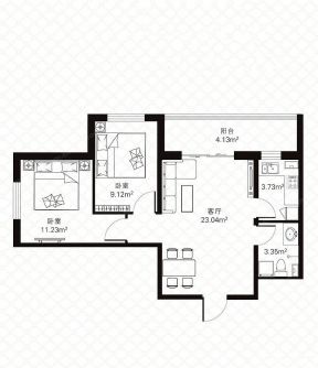 50-80小戶型兩房一廳裝修平面設(shè)計(jì)圖