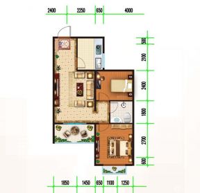 50-80小两室一厅户型图设计