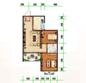 50-80小兩室一廳戶型圖設(shè)計(jì)