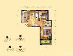 50-80小兩室兩廳一廚一衛(wèi)家裝戶型圖