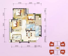 50-80小三室一廳一廚一衛(wèi)戶型圖大全