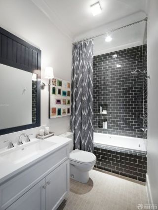 家装主卧室卫生间黑色瓷砖贴图设计