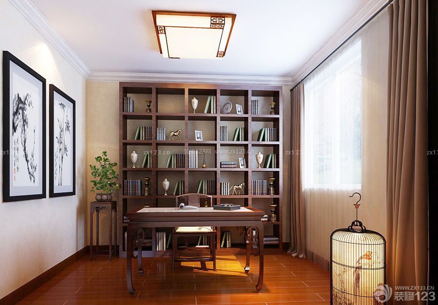 中式小书房窗帘搭配图