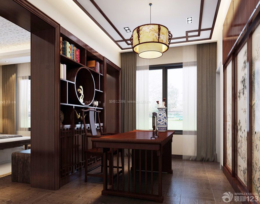 中式书房窗帘设计图片
