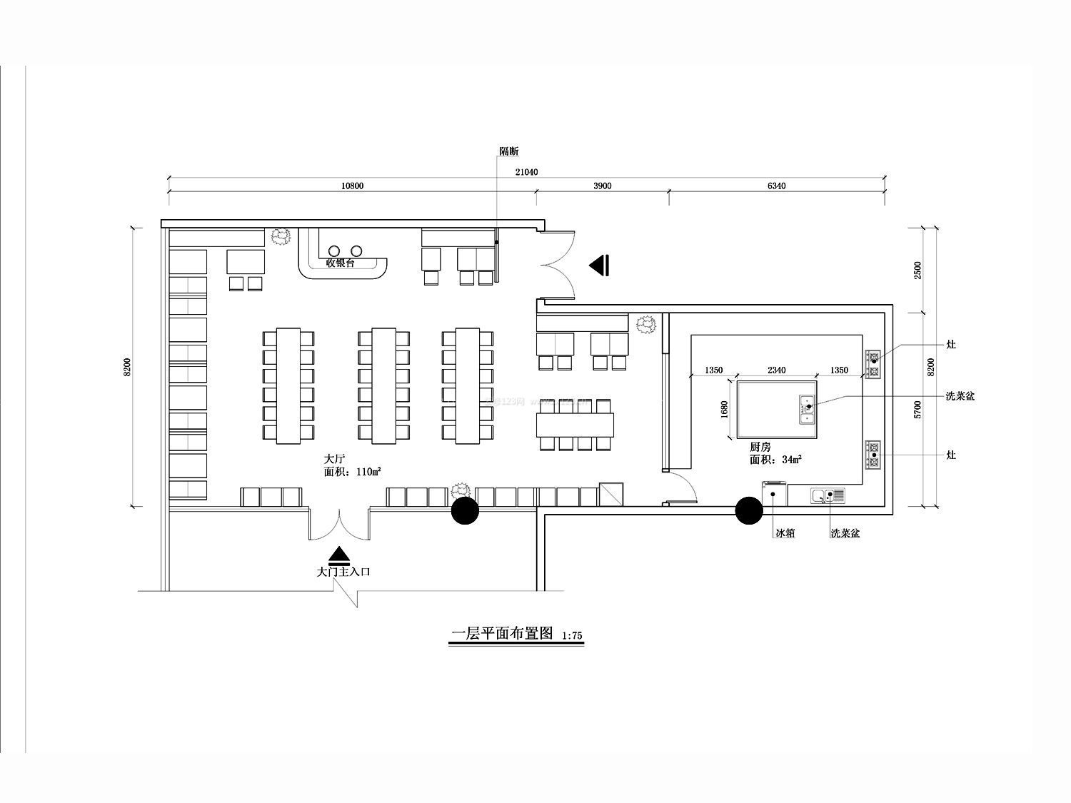 特色飯店店鋪一層平面圖設(shè)計(jì)