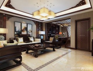 新中式风格客厅沙发摆图