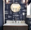 美式小浴室内墙抽像图案壁纸效果图