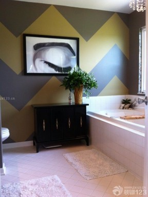 浴室内墙几何图案壁纸装修效果图