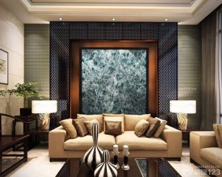 混搭风格80-90平方小户型客厅沙发背景墙设计图片
