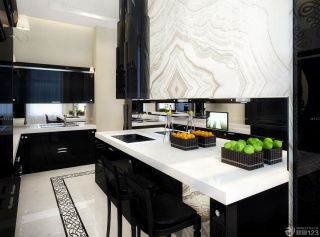简约黑白风格厨房地面瓷砖设计效果图