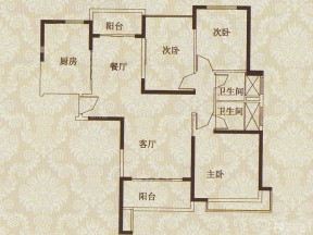 簡(jiǎn)約布置120三室一廳平面圖