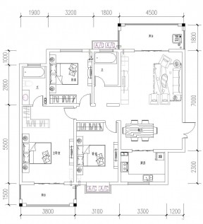 經(jīng)典120三室一廳平面圖