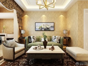 欧式温馨客厅组合沙发摆放图片