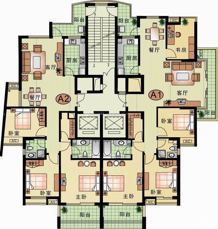 2023最新花園式120平米洋房小別墅戶型圖