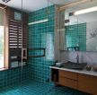 玻璃淋浴间绿色瓷砖设计图