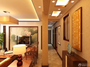 中式家装走廊玄关木质踢脚线设计图