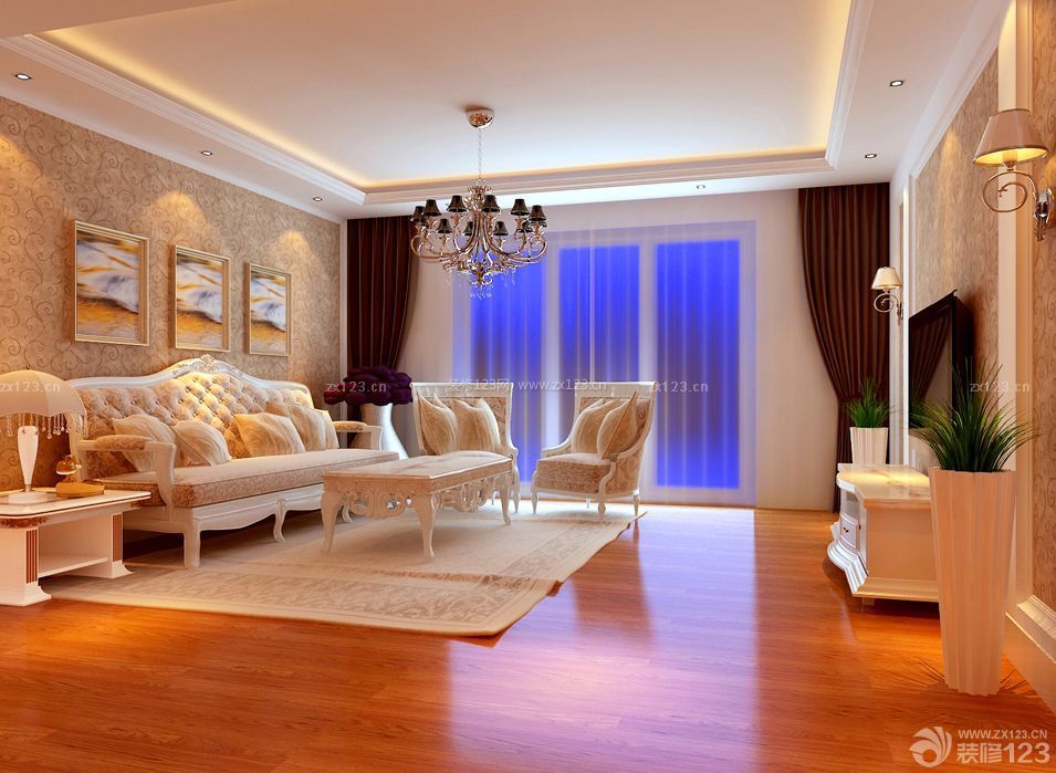 70平方米家庭现代欧式客厅装修效果图 