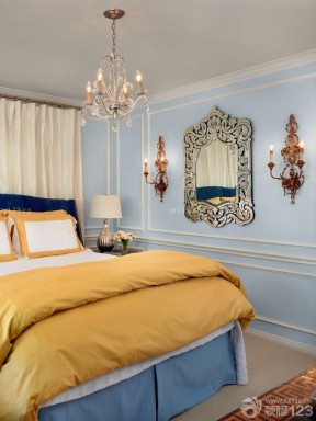 90平米二室一厅房屋装修效果图 蓝色墙面装修效果图片