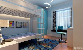 80平米两室一厅小户型装修 儿童高低床图片