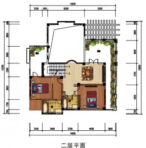 110平米別墅簡(jiǎn)單一室一廳戶型圖