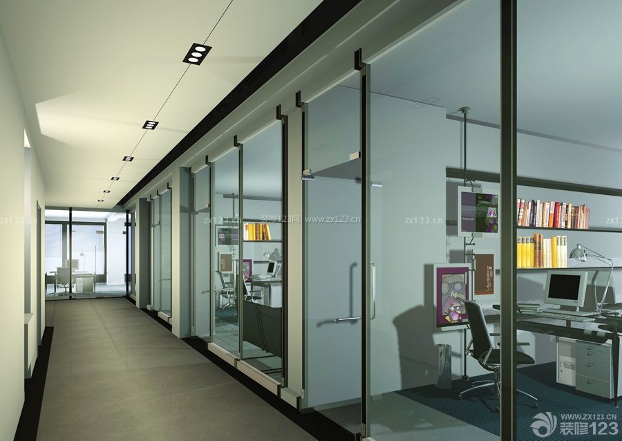 100平米办公室玻璃门装修效果图