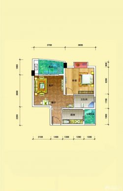 创意长方形60平米小户型设计图