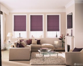 60平米客厅装修效果图 紫色窗帘装修效果图片