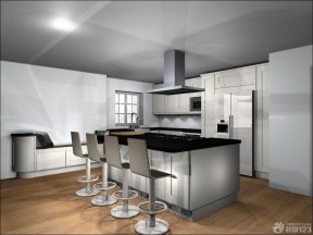 现代家庭厨房银色橱柜装修效果图片