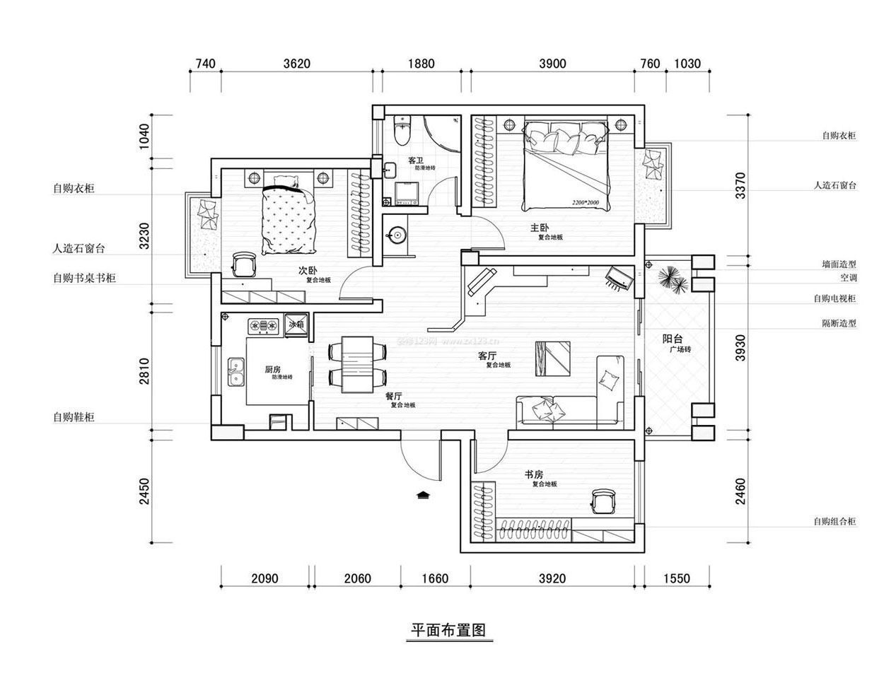 最新70平米小戶型平面圖片大全