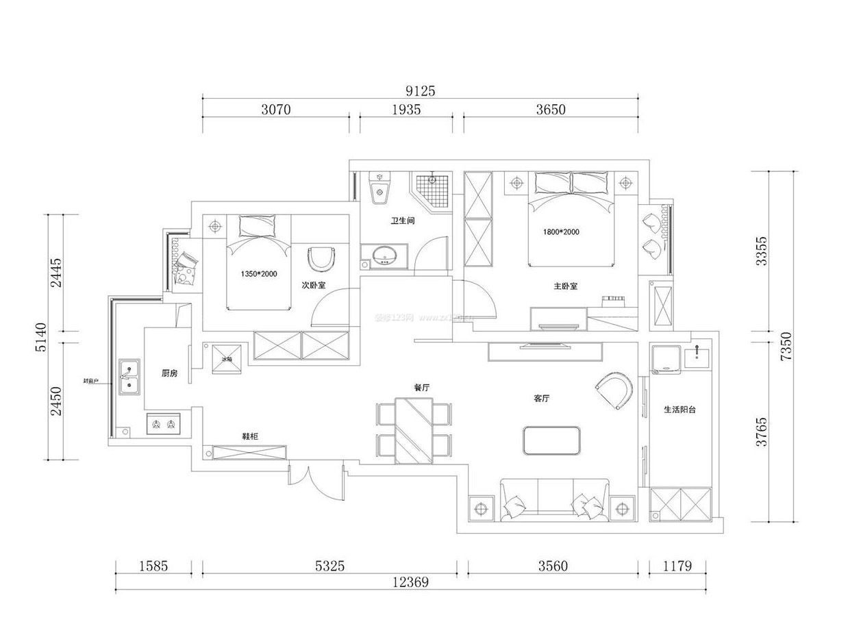 70平米房屋小戶型平面圖大全