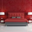 红色绚丽120平米卧室背景墙装修设计案例