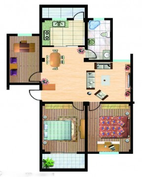 70平米小户型两室变三室平面图 