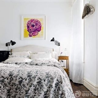 70平米复式楼卧室白色窗帘装修效果图片