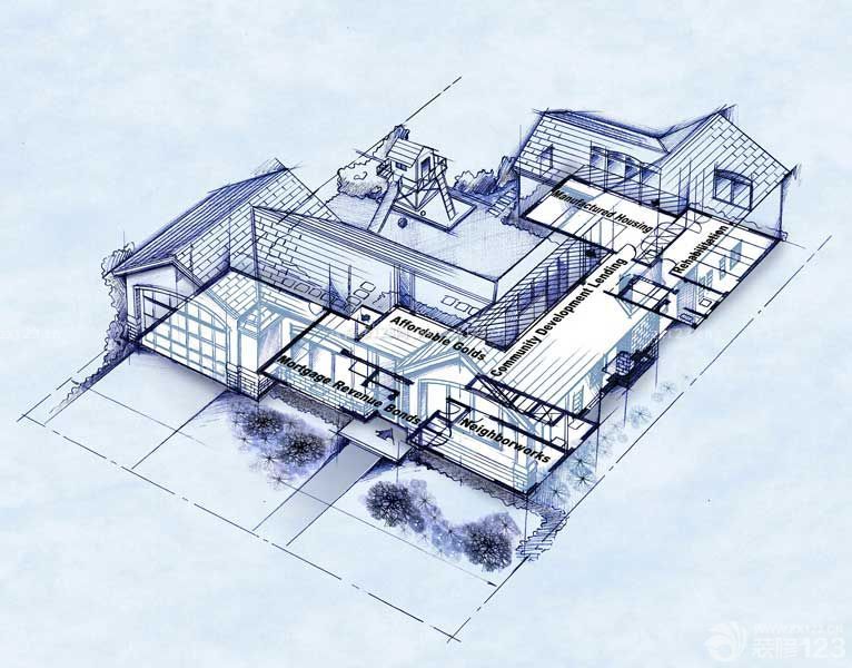 最新混搭風(fēng)格120平米四合院別墅設(shè)計圖紙