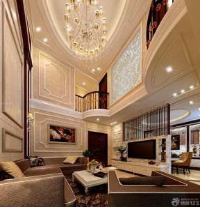 欧式风格150平方米跃层客厅颜色搭配装修效果图片